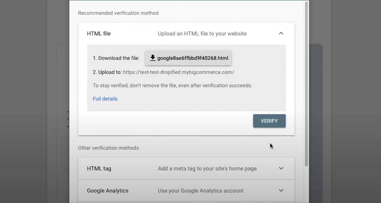 XML Sitemap BigCommerce Verification 